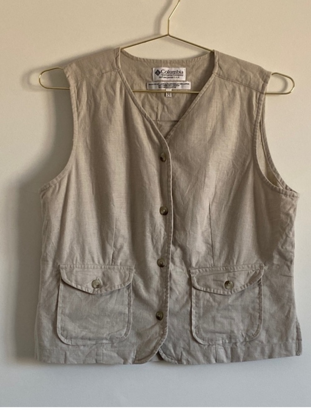 COLUMBIA Light oatmeal Linen Vest | Medium - Picture 7 of 9